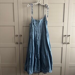 Free People Denim Dreams Midi Dress XL Flowy 100% Cotton